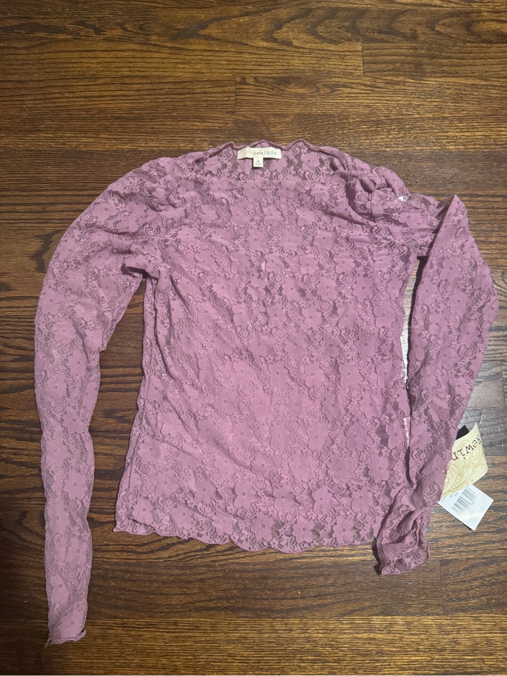 Rewind Mauve Lace Long-Sleeve Top
